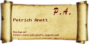 Petrich Anett névjegykártya